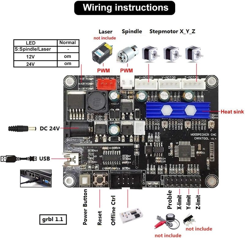 MYSWEETY GRBL 1.1f CNC Controller 3-Axis CNC Router Machine Control Board for CNC 3018 Pro 3018 Max 3018Pro-M Milling Machine - Image 3
