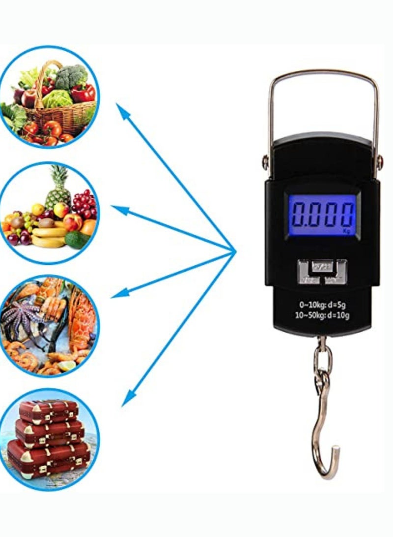 Biki Portable Luggage Scale 50kg Electronic Digital Suitcase Travel Bag Hanging Weighing Scale - Image 3