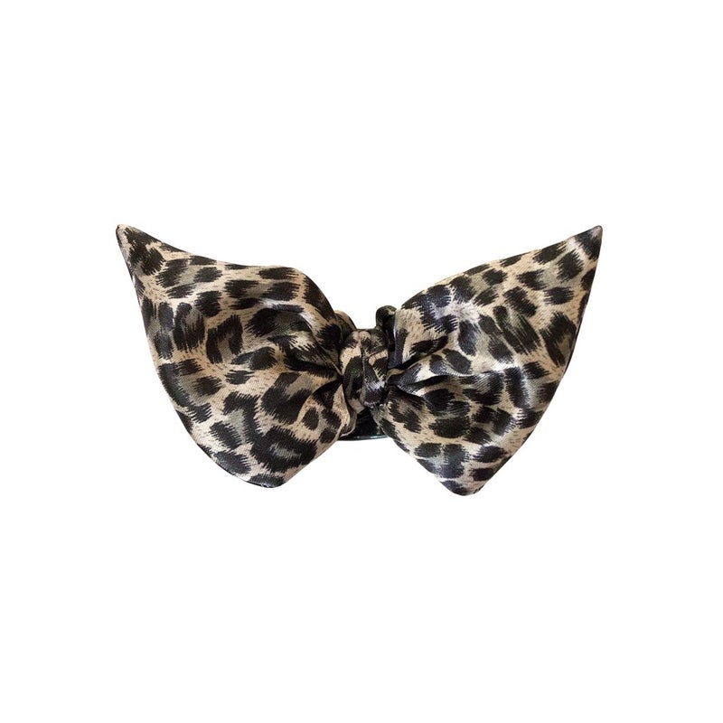 Mia Jaw Clamp Cloth Covered Hair Clip wBlack White Leopard Bow for Women Girls Updos French Twists 1pc