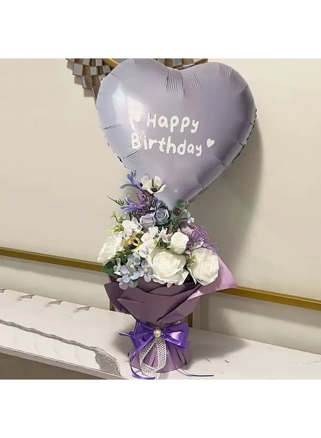 خلفية صورة بالونات سوداء على شكل قلب مع ملصقات عيد ميلاد سعيد - Image 4