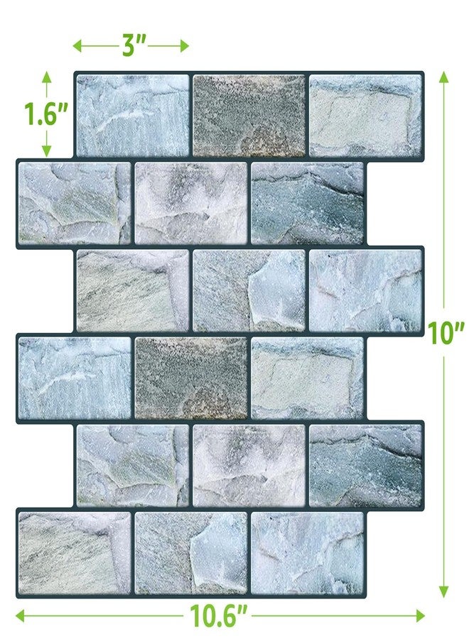 فانكور VANCORE Peel and Stick Backsplash للمطبخ: بلاط جدران ذاتي اللصق للحمام - 3D Subway Back Splash - 10 ورقات من الفينيل الأزرق المقاوم للماء مع نسيج رخام حقيقي للاستحمام - Image 4