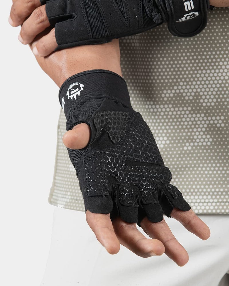 Burnlab Gym Gloves with Wrist Support (Black, X-Large) - Image 4