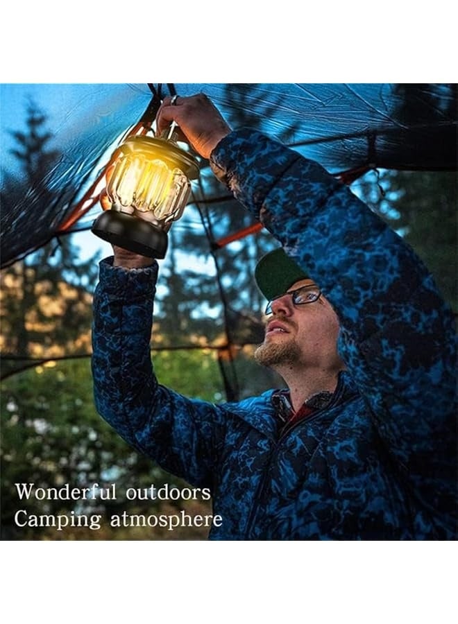 PROMASS Camping Lantern, Portable Waterproof LED Lamps, USB Rechargeable Cable Flashlight Hanging Lights, Retro Dimmable Tent Lanterns for Indoor Outdoor Home Light Power  - Image 2
