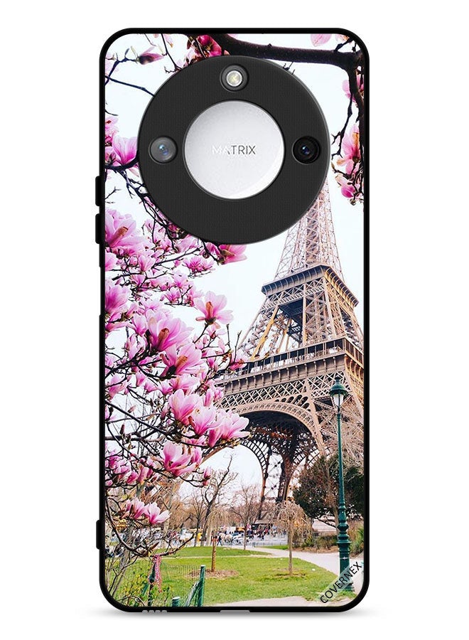 Covernex غطاء حماية ذكي Honor X9c 5G مزخرف بالزهور وبرج إيفل - Image 1