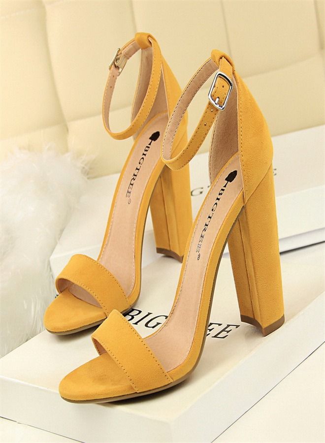 BIGTREE Stylish And Simple High-Heeled Sandals 9.5CM Yellow - Image 1