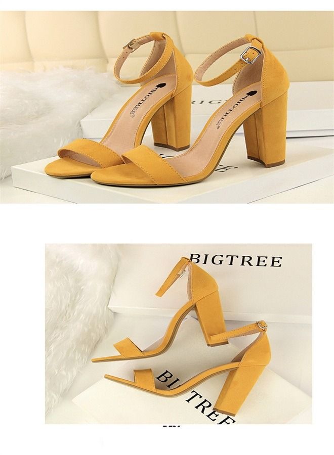 BIGTREE Stylish And Simple High-Heeled Sandals 9.5CM Yellow - Image 2
