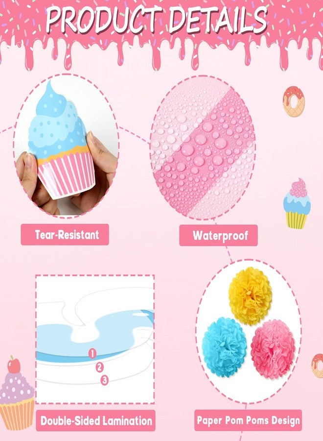 Justforjoyful مجموعة زينة لوحة إعلانات ثلاثية الأبعاد على شكل كب كيك للفصول الدراسية، تتضمن ملصقات جدارية ورقية ملونة على شكل كب كيك، ومستلزمات حفلات صيفية، وهدايا للمدرسة والمنزل. - Image 3