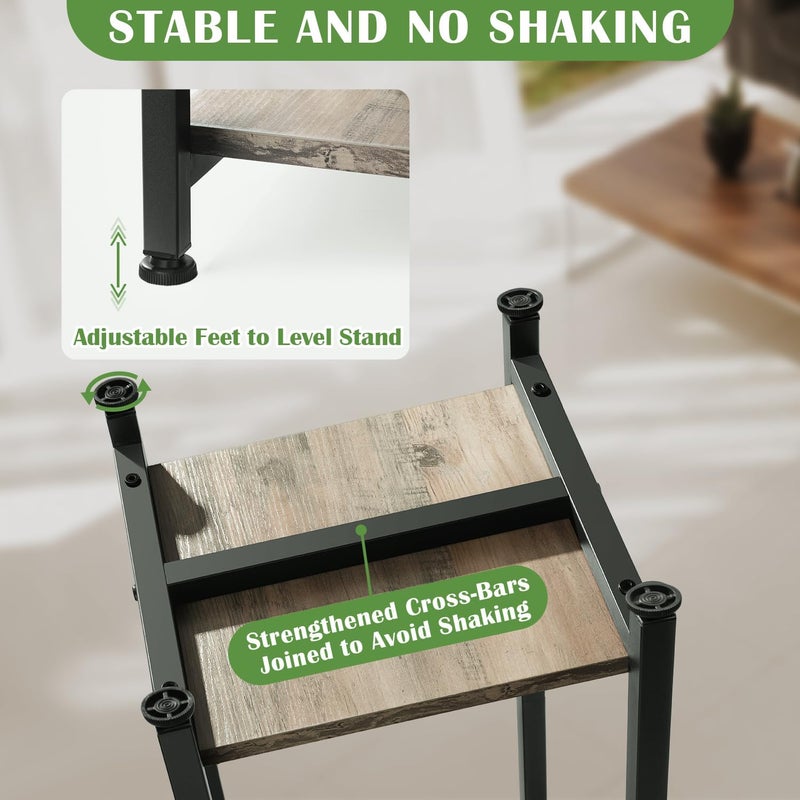 Dipion Tall Plant Stand Indoor,31 Inch Plant Stands,2 Tier Metal Plant Stand with Heavy Duty Wood,Greige and Black - Image 2