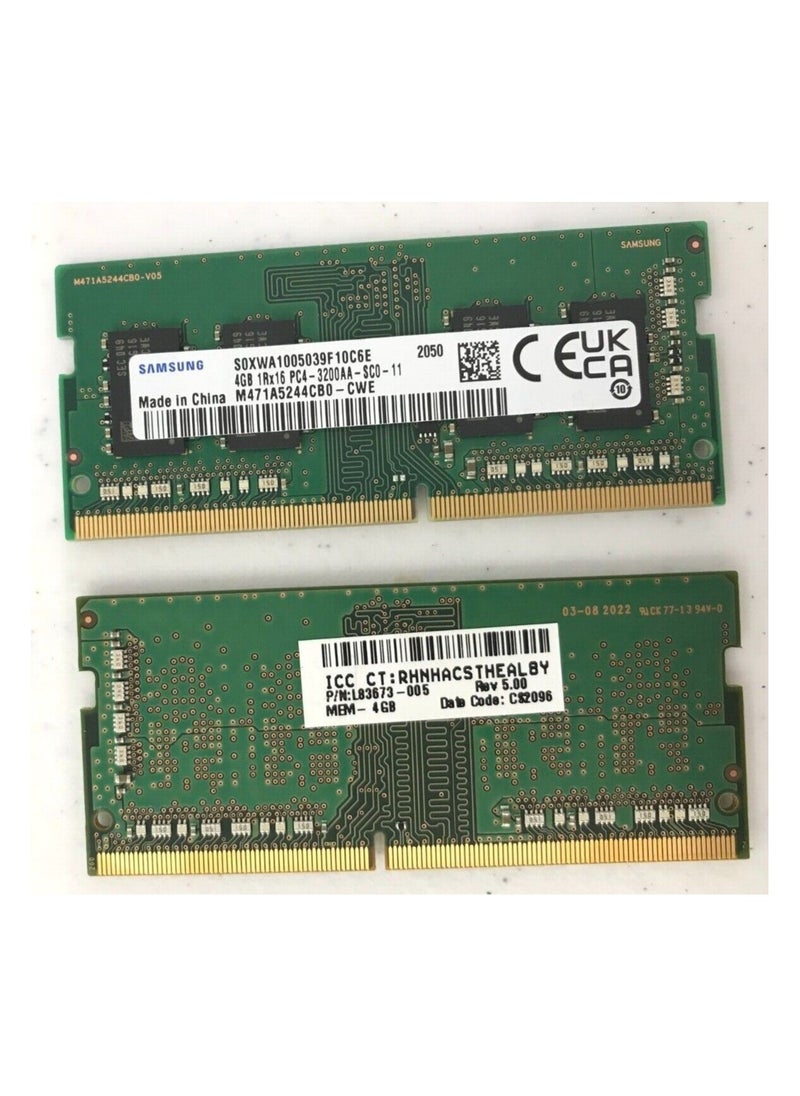 SK Hynix - Samsung 8GB KIT(2 x 4GB) DDR4 3200MHz PC4-25600 1.2V 1R x 16 SODIMM Laptop RAM Memory Module M471A5244CB0 - Image 1
