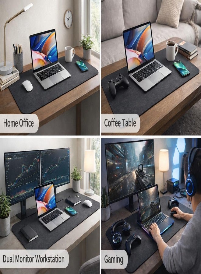 SHOPTREK Water Absorbent Desk Mat 40 x 60 cm - Quick Dry Waterproof Table Mat | Anti-Slip Rubber Base | Multipurpose Office Desk Mat, Keyboard Mouse Pad, Dish Drying Mat for Kitchen Counter - Black - Image 4