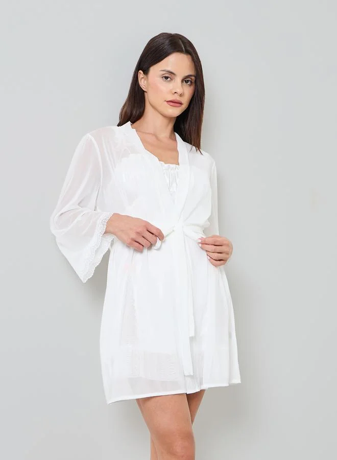 تايك تو White Satin Slip Dress And Robe Set