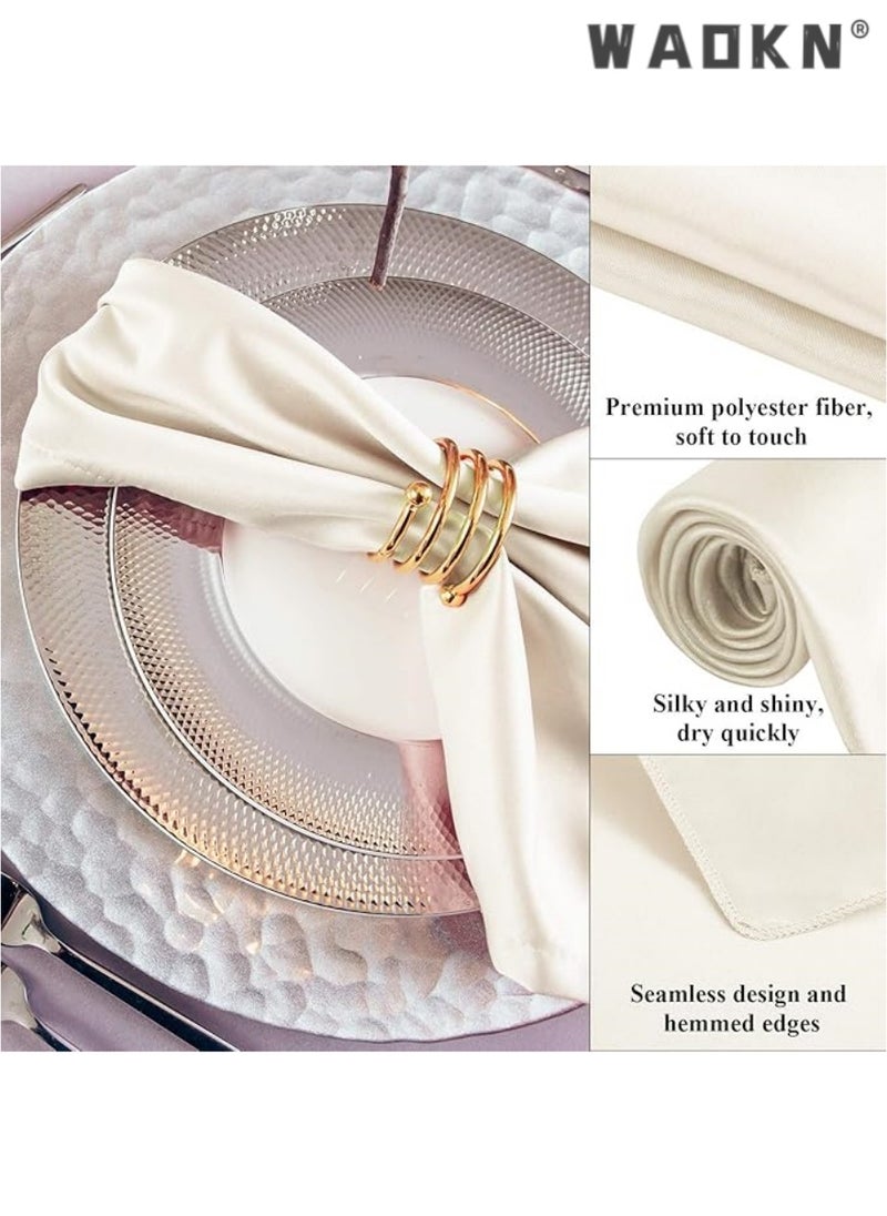 Elegant Collection of 12 Soft Satin Square Napkins, Measuring 20x20 Inches, Perfect for Enhancing Dinner, Wedding, or Party Tablescapes with a Touch of Romance and Sophistication, Ideal Decorative Accents for Any Special Occasion（Ivory） - pzsku/Z42656B23A98B49BE205EZ/45/_/1726206186/1866e4aa-cebf-4c9a-94be-3c019782fff6