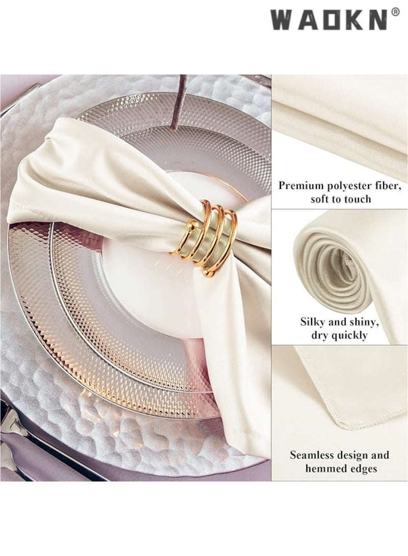 WAOKN Elegant Collection of 12 Soft Satin Square Napkins, Measuring 20x20 Inches, Perfect for Enhancing Dinner, Wedding, or Party Tablescapes with a Touch of Romance and Sophistication, Ideal Decorative Accents for Any Special Occasion（Ivory）  - Image 3