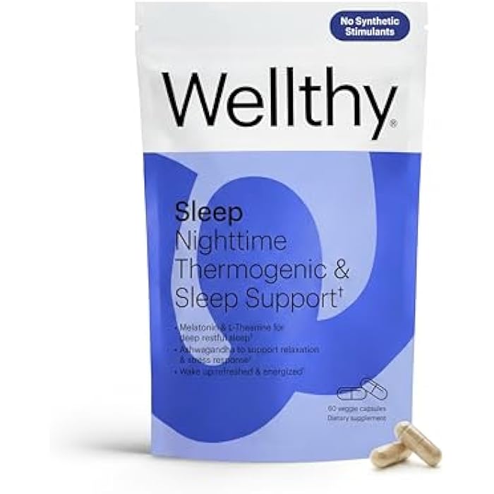 Wellthy Night Time Thermogenic - Vitamin B6, Ashwagandha & Melatonin - Nighttime Thermogenic for Women - Belly Thermogenic - Natural Weight Loss Supplements for Women, 60 Count Capsules - Image 1