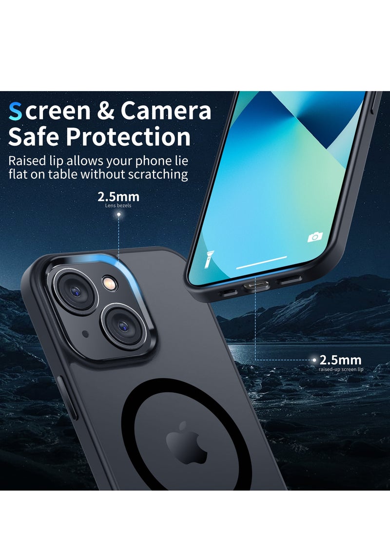 INFOSUN iPhone 13 MagSafe Case Cover Slim thin Anti-Yellow Shockproof Protection Hard Scratch-Resistant Back Grade Clear Case for Apple iPhone 13 - Black  - Image 4