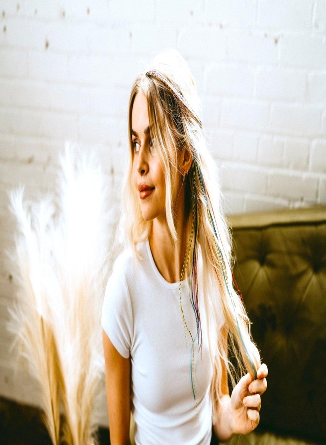 Feather Headz 21 Rainbow Tie Dye Color Hair Extensions - 9”-14” Long - DIY Rooster Kit with 20 Micro-Link Beads - 100% Real Feathers - Eye-Catching Boho Style - Image 5
