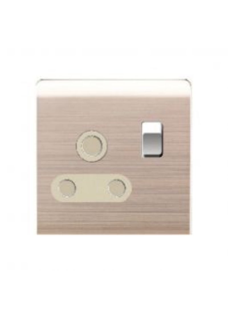 Milano Switch Socket 1Gang 15A Round Pin Brushed Gold 210800600012