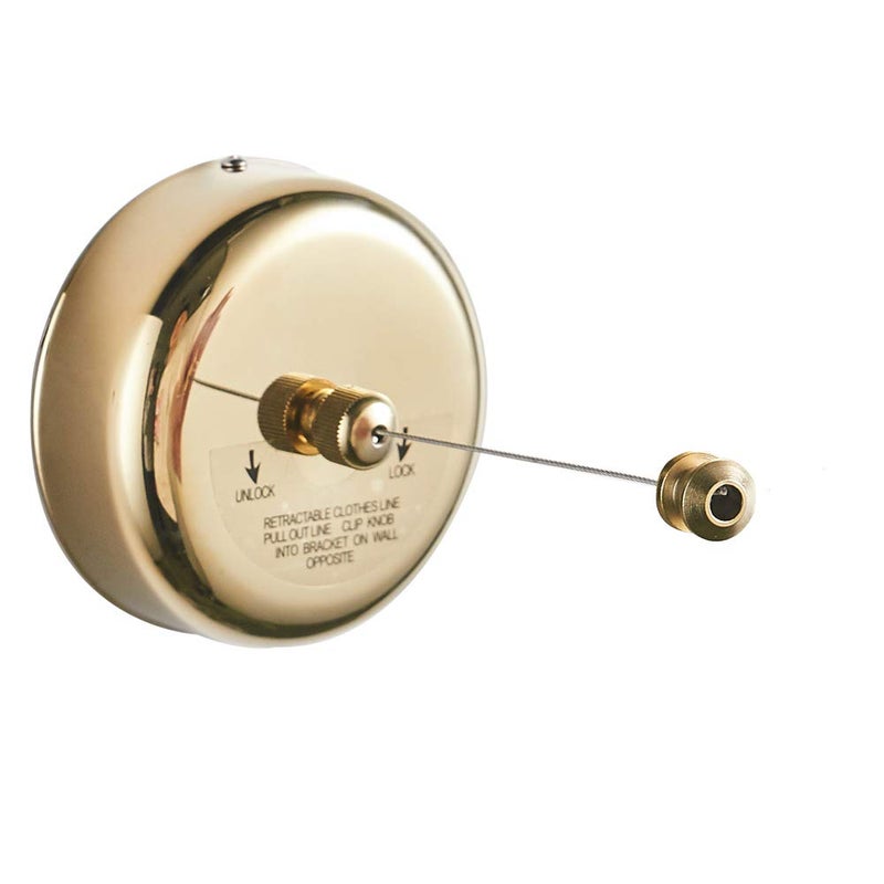 خط الملابس القابل للسحب BESy من الفولاذ المقاوم للصدأ SUS304 مع حبل فولاذي قابل للتعديل بتصميم فندقي قوي بطول 92 قدم بتشطيب ذهبي دائري