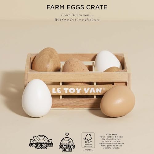 Le Toy Van - Wooden Honeybee Market Farm Eggs Half Dozen Crate | Perfect for Supermarket, Food Shop or Cafe Pretend Play | Great As A Gift (TV190) - Image 3