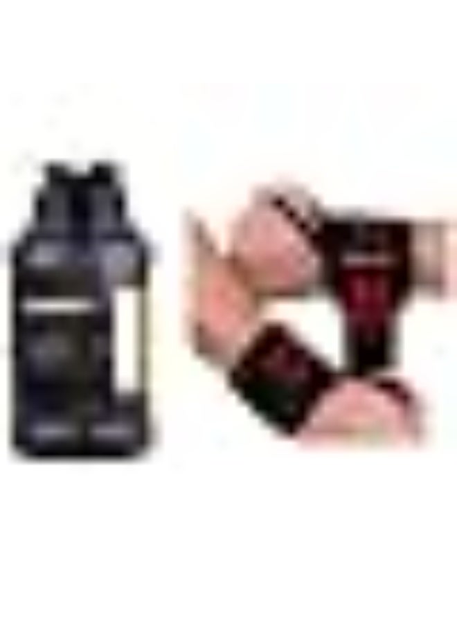 Boldfit Fitness Master | Gallon Bottle (2.5L, Serious Athletes) + Wrist Band (Red/Black, For Heavy Lifters) | Cotton Support | Time Markers | Quality Tested