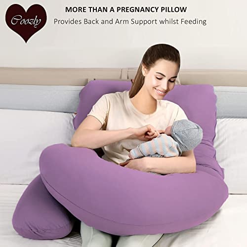 COOZLY G Shape Belly Back Pregnancy Pillow | G Shape Maternity Pillow with 100% Cotton Removable Covers | G Pregnancy Sleeping Pillow (Lavender) - Image 4