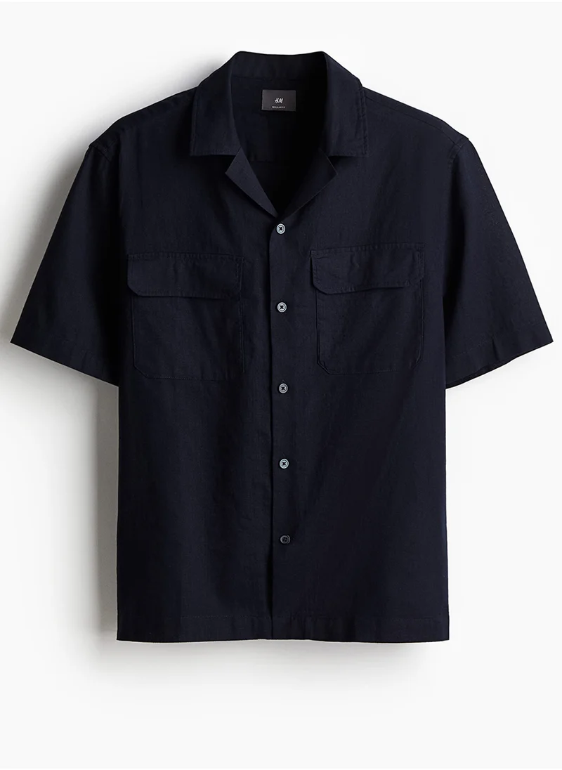 اتش اند ام Regular Fit Linen-Blend Utility Shirt