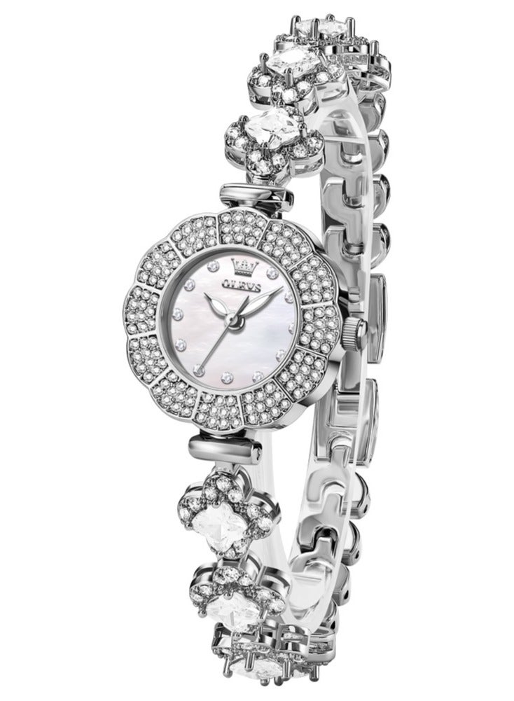 OLEVS Elegant Women's Watch, Sparkling Diamond Embedded Stainless Steel Strap, Petal Dial Design, High Hardness Coated Crystal, Waterproof and Wear Resistant, Chic and Versatile - Image 1