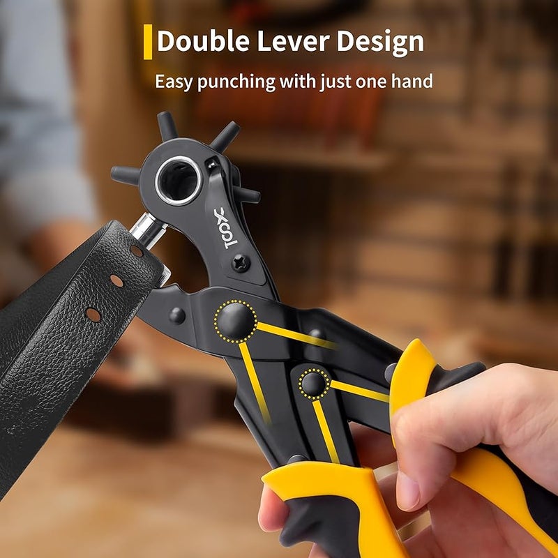 XOOL 2 in 1 Leather Hole Punch Eyelet Tool Kit, 3/16 4.5mm Metal Eyelets for Fabric, Leather, Clothes, Shoes, Belts - Image 4