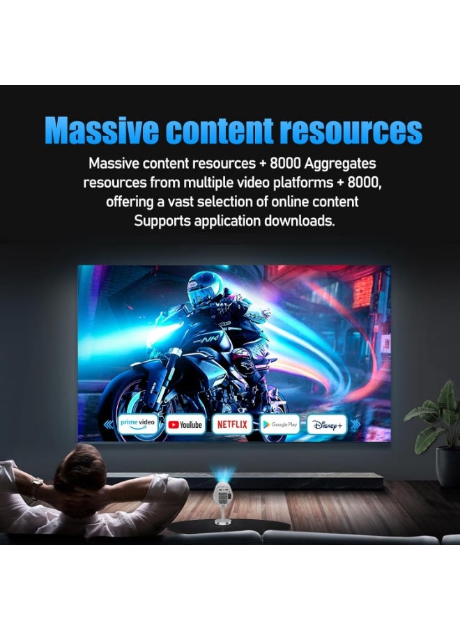 Android 11.0 Smart Mini Projector, Upgraded Version 1080P 4K Full HD Portable Projector with WiFi 6 & BT5.2, 90° Retractable Stand, Auto Keystone for Phone/TV Perfect for Home Theaters, Classrooms, Offices, or Backyard Movie Nights