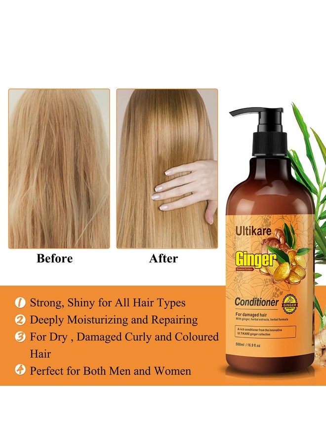 Ultikare Hair Conditioner For Damaged Dry Hair Hydrate & Repair Conditioner For Dry Hair Frizz Control And Hair Shine Repairing Hair Mask With Ginger Oil Hair Moisturizer For Curly Hair  - Image 3