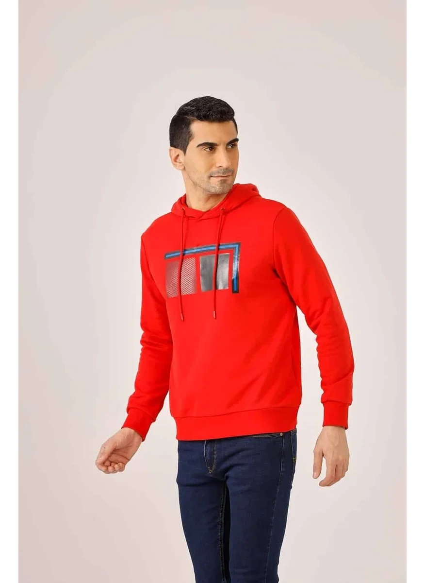 دوفي Red Men's Regular Fit Hooded Sweatshirt