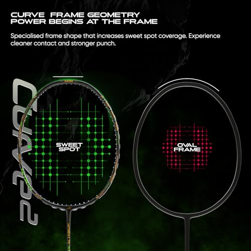 Hundred Nitrix 70 Venom Badminton Racket with Full Cover| 4U | ≤32 lbs | Head-Heavy Power | M46X Carbon | 6.1 mm Slim Shaft | Explosive Smashes & Control (Black/Green) - Image 4