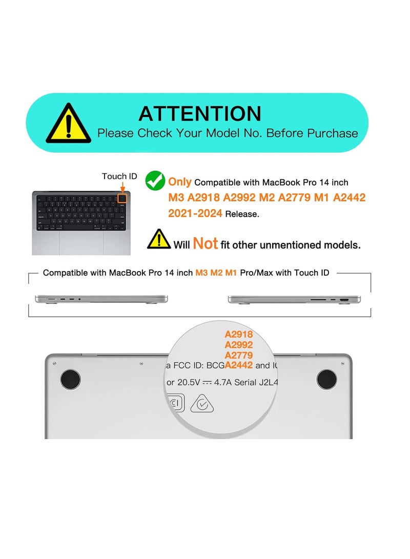 Case Compatible for MacBook 14 inch Pro 14 inch Case 2023 2022 2021 Release M3 A2918 A2992 M2 A2779 M1 A2442 Protective Plastic Hard Shell Case Cover Color Crystal Clear - Image 3