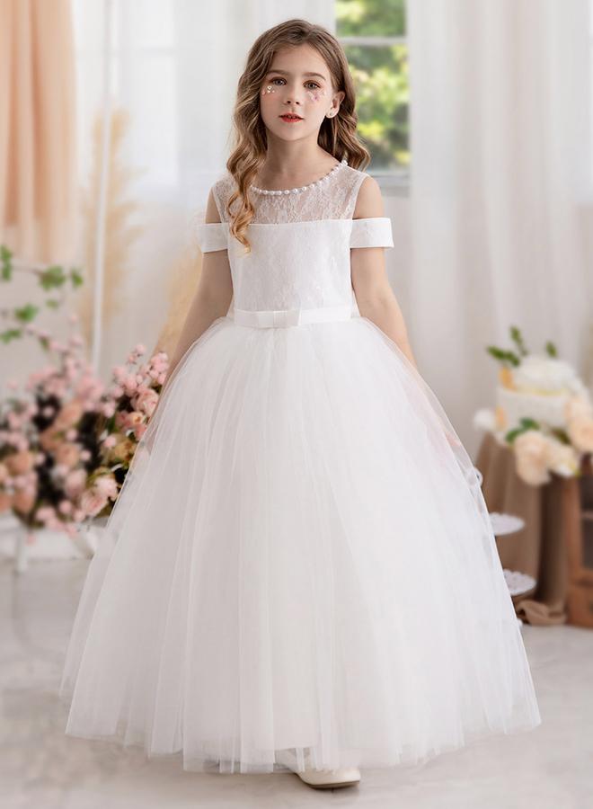 Take Two Bow Detail Cold Shoulder Lace Insert Dress - Image 1