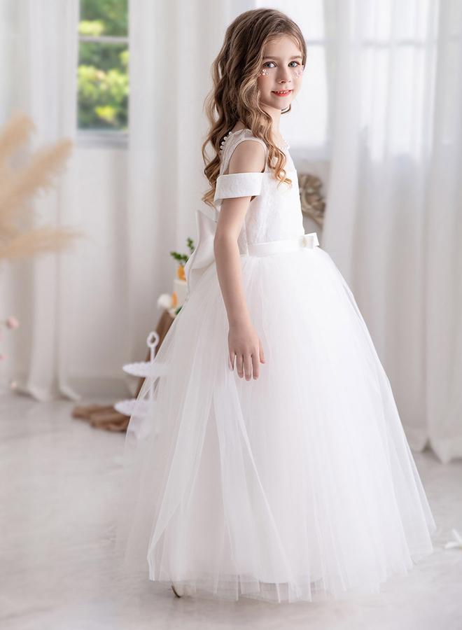 Take Two Bow Detail Cold Shoulder Lace Insert Dress - Image 4