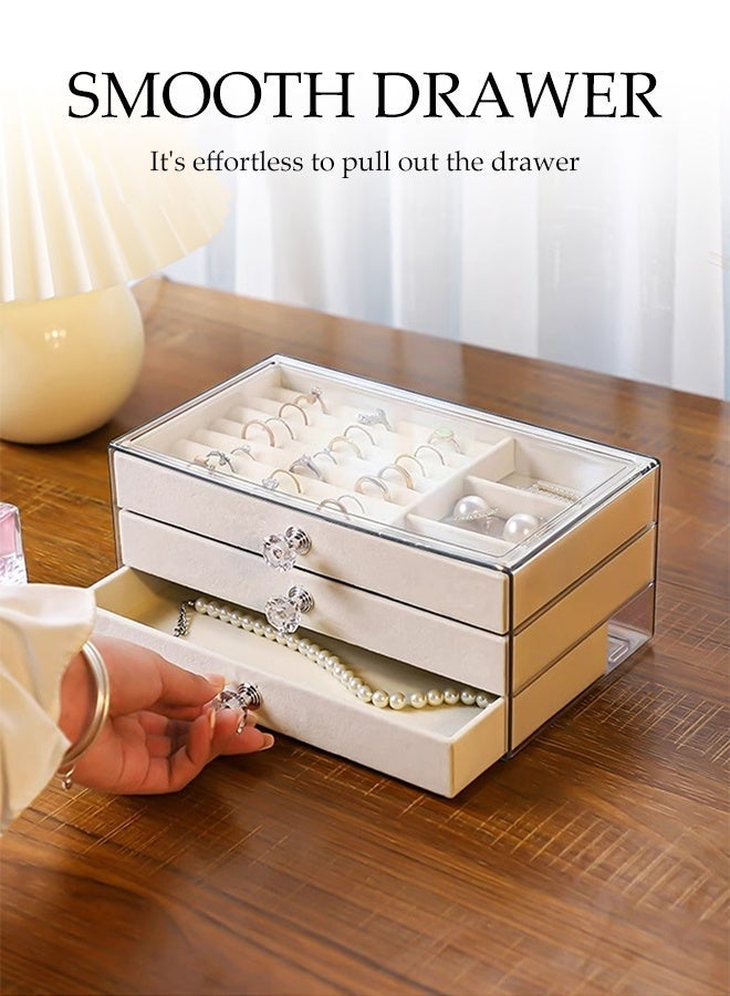 DUNISO 5 Layers Jewelry Box,Jewelry Holder Organizer with Drawer,Portable Jewelry Display Rack,Jewelry Tray Storage Case with Compartments,Durable and Sturdy, Dustproof,Detachable,for Necklaces, Rings, Earrings, Bracelets - Image 5