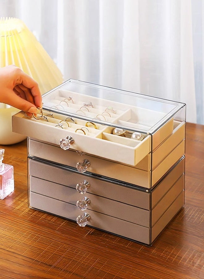DUNISO 5 Layers Jewelry Box,Jewelry Holder Organizer with Drawer,Portable Jewelry Display Rack,Jewelry Tray Storage Case with Compartments,Durable and Sturdy, Dustproof,Detachable,for Necklaces, Rings, Earrings, Bracelets - Image 3