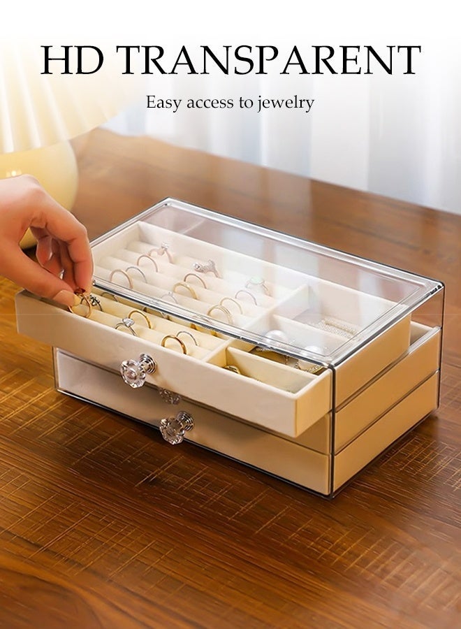 DUNISO 5 Layers Jewelry Box,Jewelry Holder Organizer with Drawer,Portable Jewelry Display Rack,Jewelry Tray Storage Case with Compartments,Durable and Sturdy, Dustproof,Detachable,for Necklaces, Rings, Earrings, Bracelets - Image 4