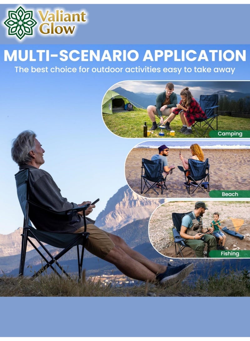 Valiant Glow Portable Folding Camping Chair — 127kg Weight Capacity, Sturdy Steel Frame & Oxford Fabric, Multi-functional Outdoor Chair for Beach, Fishing, & More; Lightweight & Easy to Carry, Includes Storage Bag. - Image 2
