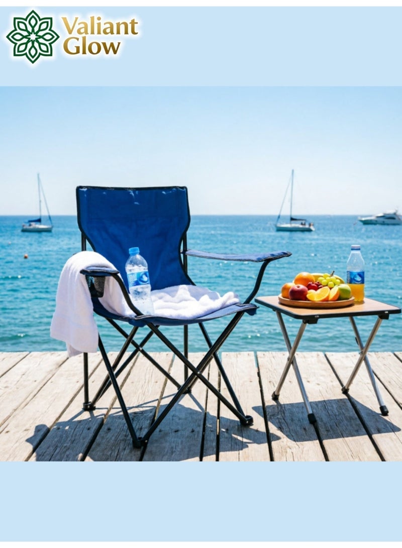 Valiant Glow Portable Folding Camping Chair — 127kg Weight Capacity, Sturdy Steel Frame & Oxford Fabric, Multi-functional Outdoor Chair for Beach, Fishing, & More; Lightweight & Easy to Carry, Includes Storage Bag. - Image 3