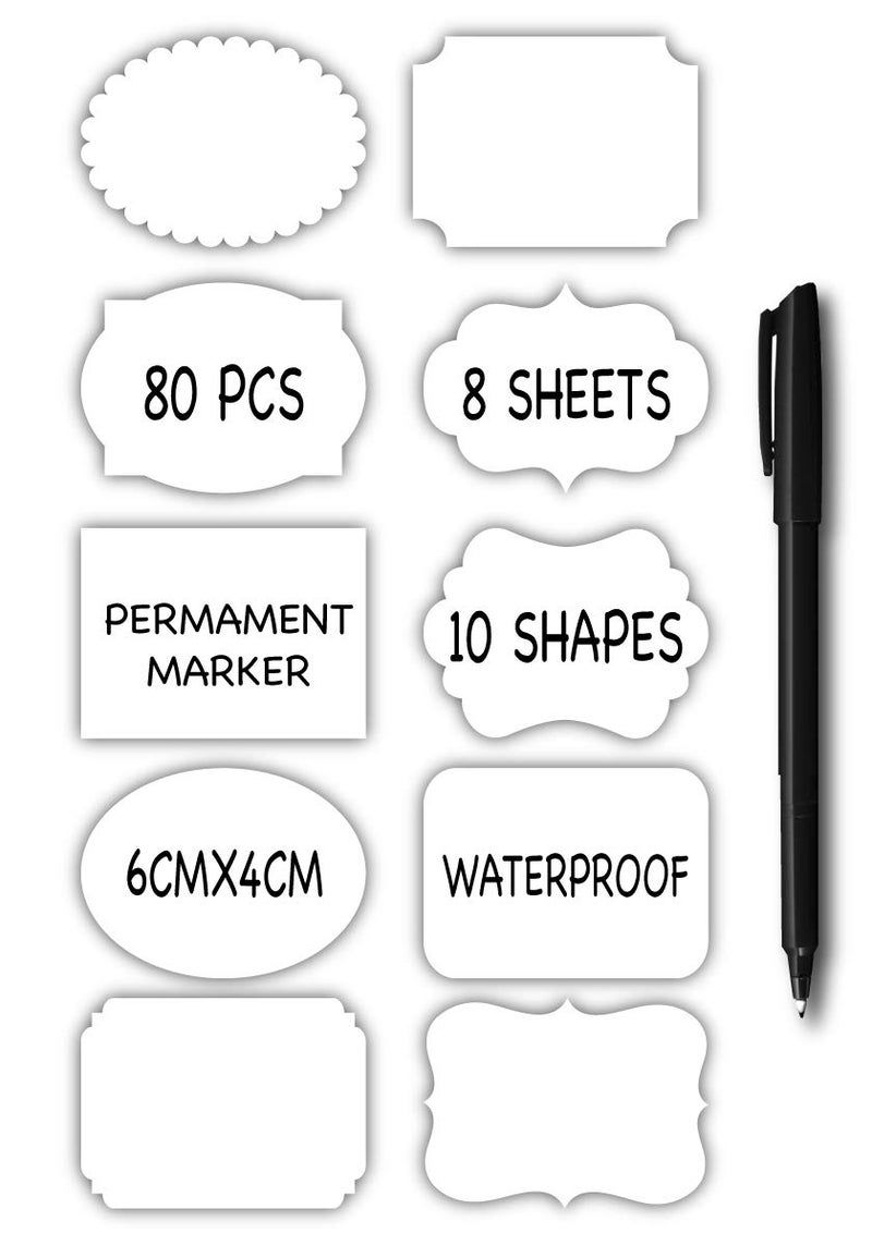 NOURISH Vinyl Waterproof Stickers with Permanent Ink Pen (White) - Set of 80 Pieces - Image 2