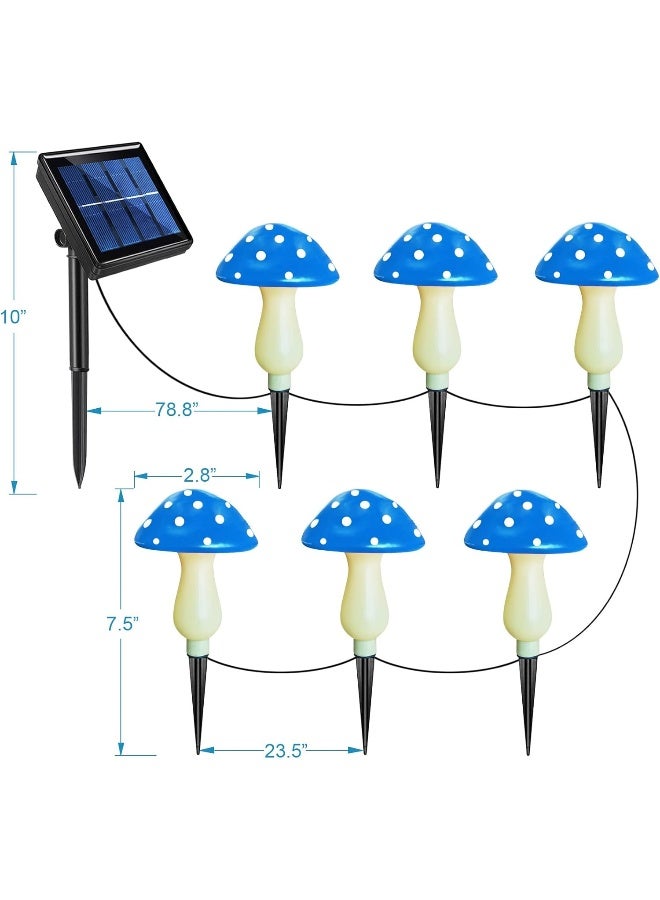 Abkshine 6-Pack Blue Solar Garden Lights, Solar Powered Mushroom Stake Lights for Outdoor Yard Decor, Waterproof Garden Ornaments for Backyard Lawn Deck Landscape Fence Christmas Halloween Decorations - Image 2