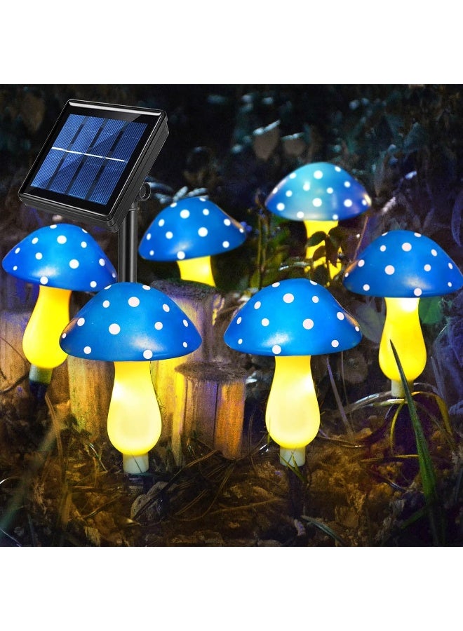 Abkshine 6-Pack Blue Solar Garden Lights, Solar Powered Mushroom Stake Lights for Outdoor Yard Decor, Waterproof Garden Ornaments for Backyard Lawn Deck Landscape Fence Christmas Halloween Decorations - Image 1