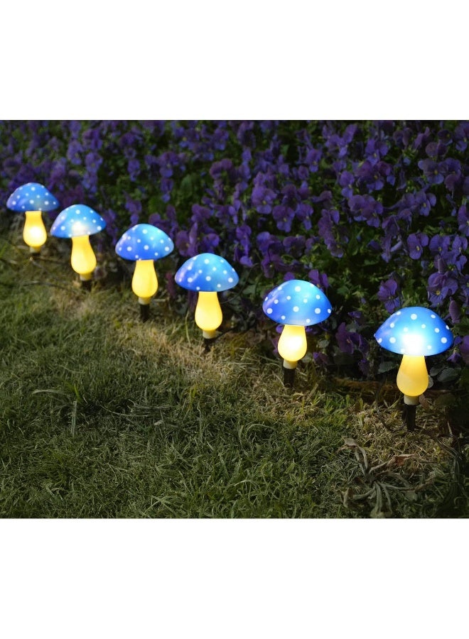 Abkshine 6-Pack Blue Solar Garden Lights, Solar Powered Mushroom Stake Lights for Outdoor Yard Decor, Waterproof Garden Ornaments for Backyard Lawn Deck Landscape Fence Christmas Halloween Decorations - Image 3
