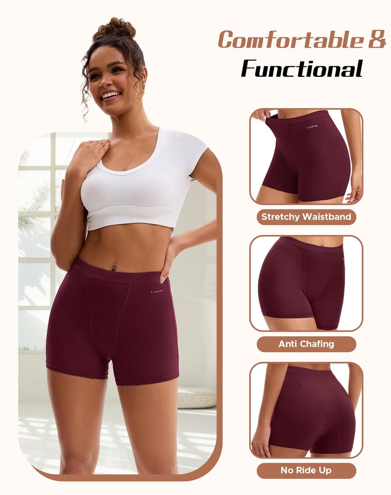 INNERSY Period Boxer for Women High Waisted Leak Proof Postpartm Menstrual Mesh BoyShorts Panties Underwear 3-Pack (Dark Vintage, XX-Large) - Image 4