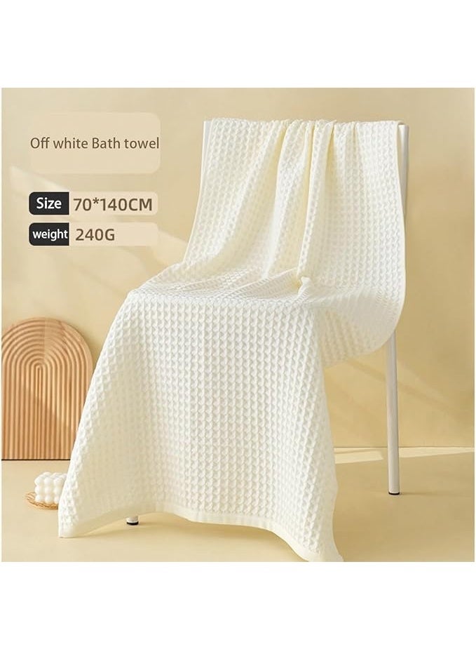 Soft Bath Towel Set 1 Size 100% Cotton Waffle WeaveTowels Off White 70  140cm  - Image 2