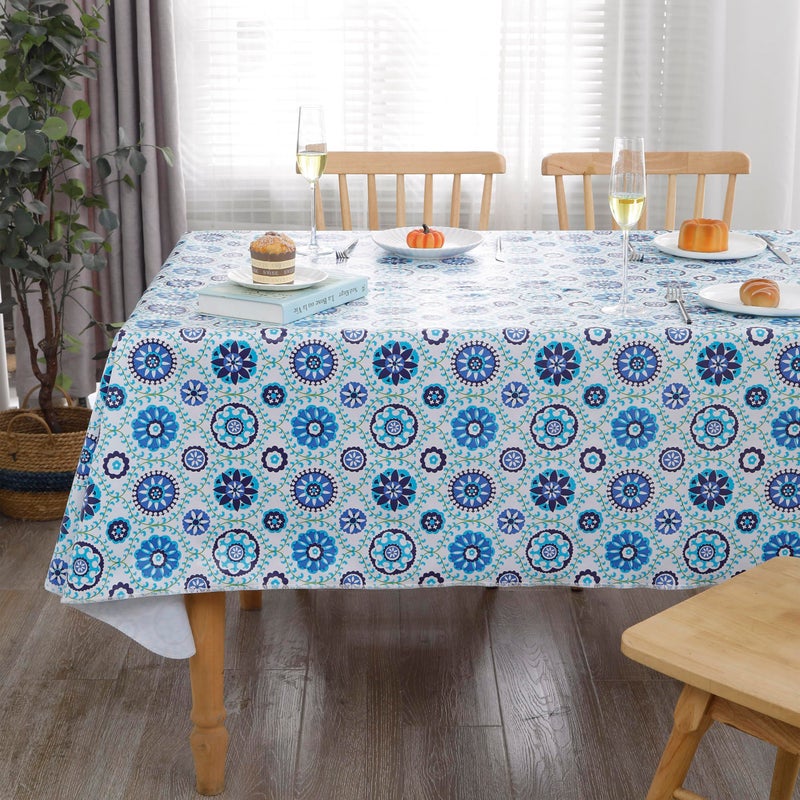Walrus Heavy Duty Vinyl Tablecloth with Flannel Backing Waterproof Oil-Proof Plastic Table Cloth Stain-Resistant Wipeable Rectangle or Square Table Cover for Indoor and Outdoor (Floral Vine,54x54 Inch) - Image 3
