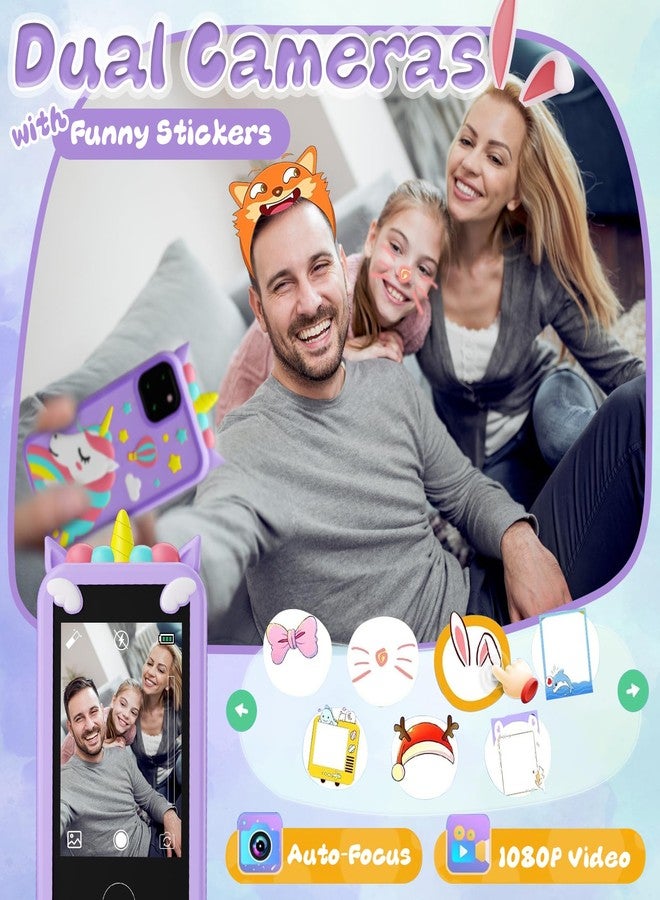 WINWEND Smart Phone for Kids - Touchscreen HD Dual Camera, Travel Toy, Preschool Learning Toy, Christmas & Birthday Gift for Girls & Boys (3-14), Purple - Image 3