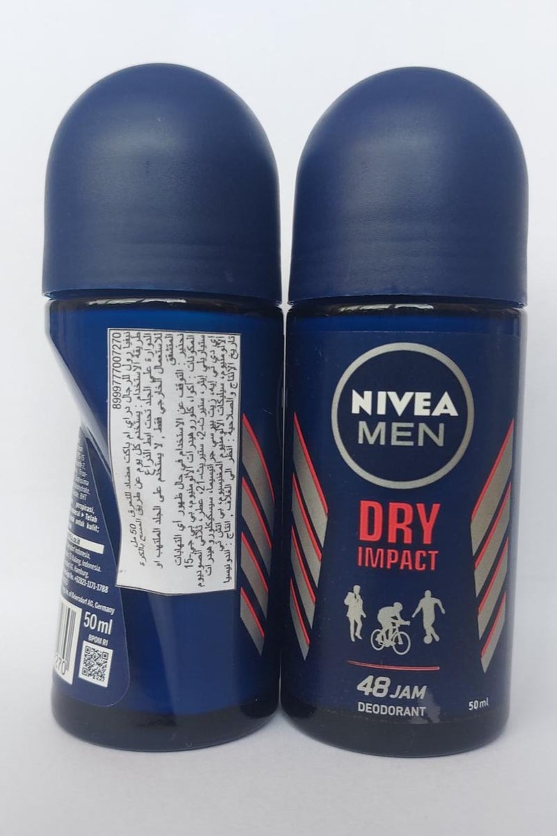 NIVEA MEN Dry Impact Roll-On Deodorant, 50ml, Fresh