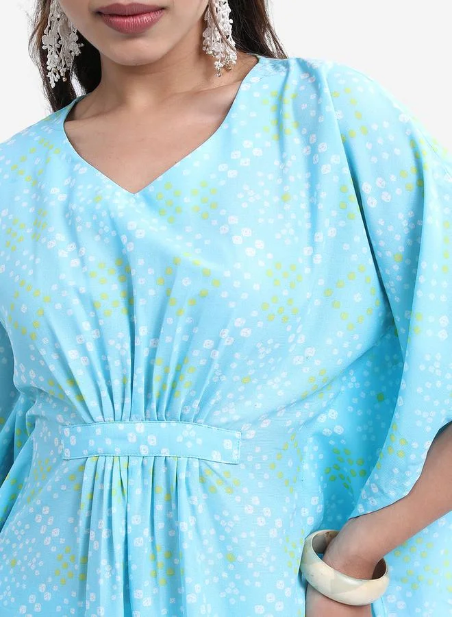 Vishudh blue Women Blue Printed Kaftan Set With Trousers for Women | Best Price UAE